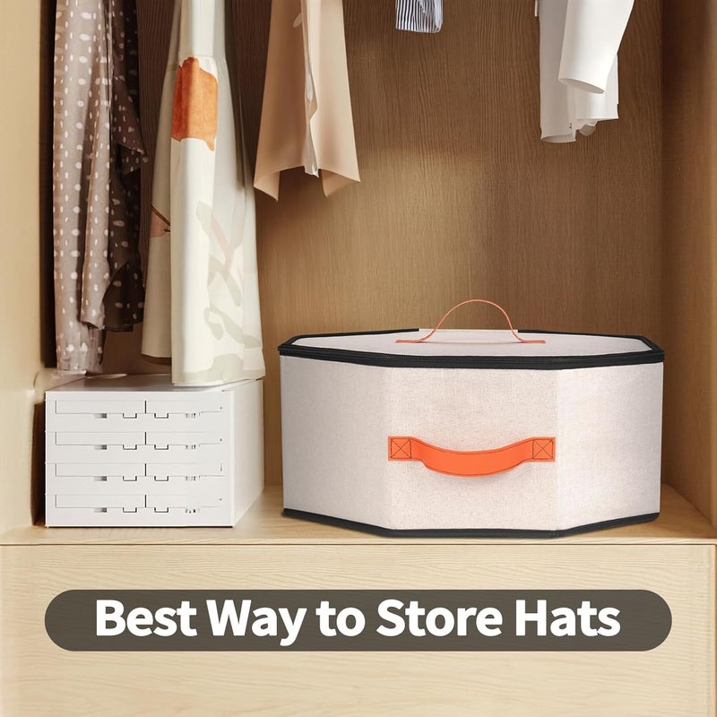 kushon Hat Storage Box for Women & Men, Hardboard Support Hat Boxes with 1 Door Hook Hat Organizer, Cowboy Hat Box for Travel, Hat Bag Hat Case (Beige) - Image 5